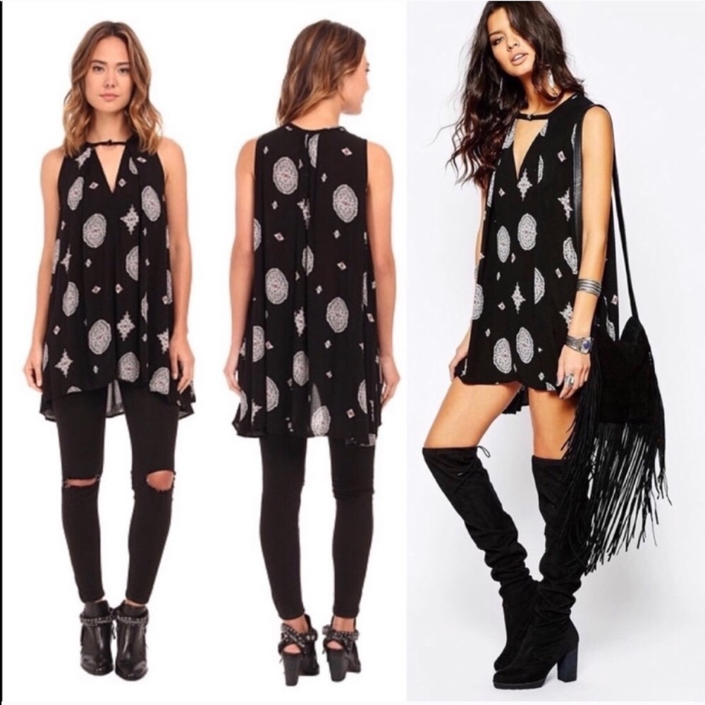 Free People Black Medallion Tunic/ Swing Dress - Picture 2 of 7